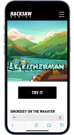 Le Fisherman startpagina op Hacksaw Gaming mobiele site