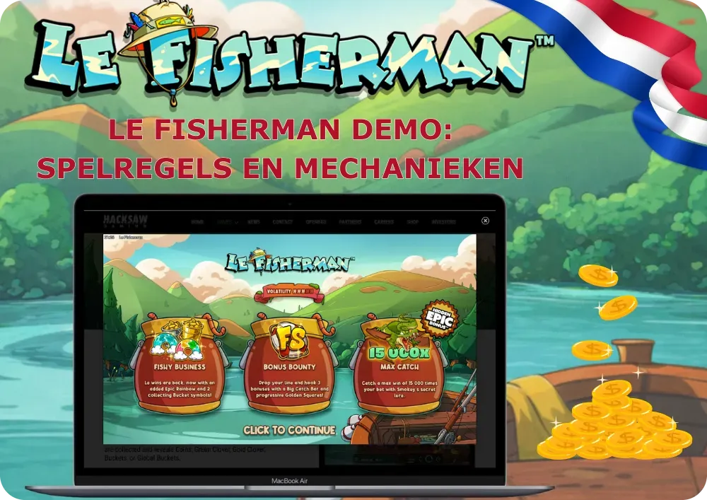 Le Fisherman bonus features met max catch 15000x op desktop
